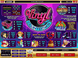 Vinyl Countdown 5 reel, 9 payline, 1 Coin per payline Video Slot game