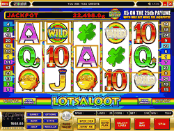 Lotsaloot 5 reel, 25 payline, 25 Coin Progressive Video Slot game