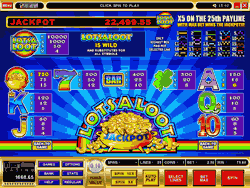 Lotsaloot 5 reel, 25 payline, 25 Coin Progressive Video Slot game