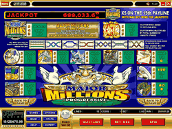Major Millions 5 Reel, 15 Line, 1 coin Progressive Video Slot game
