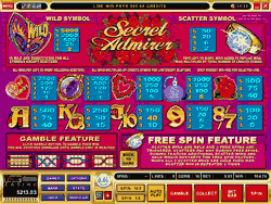 Secret Admirer 5 reel, 9 payline, 10 Coin Video Slot game