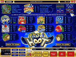What a Hoot 5 reel, 9 payline, 9 Coin Video Slot game from microgaming