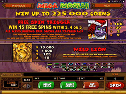 Mega Moolah Video Slot Payscreen 1